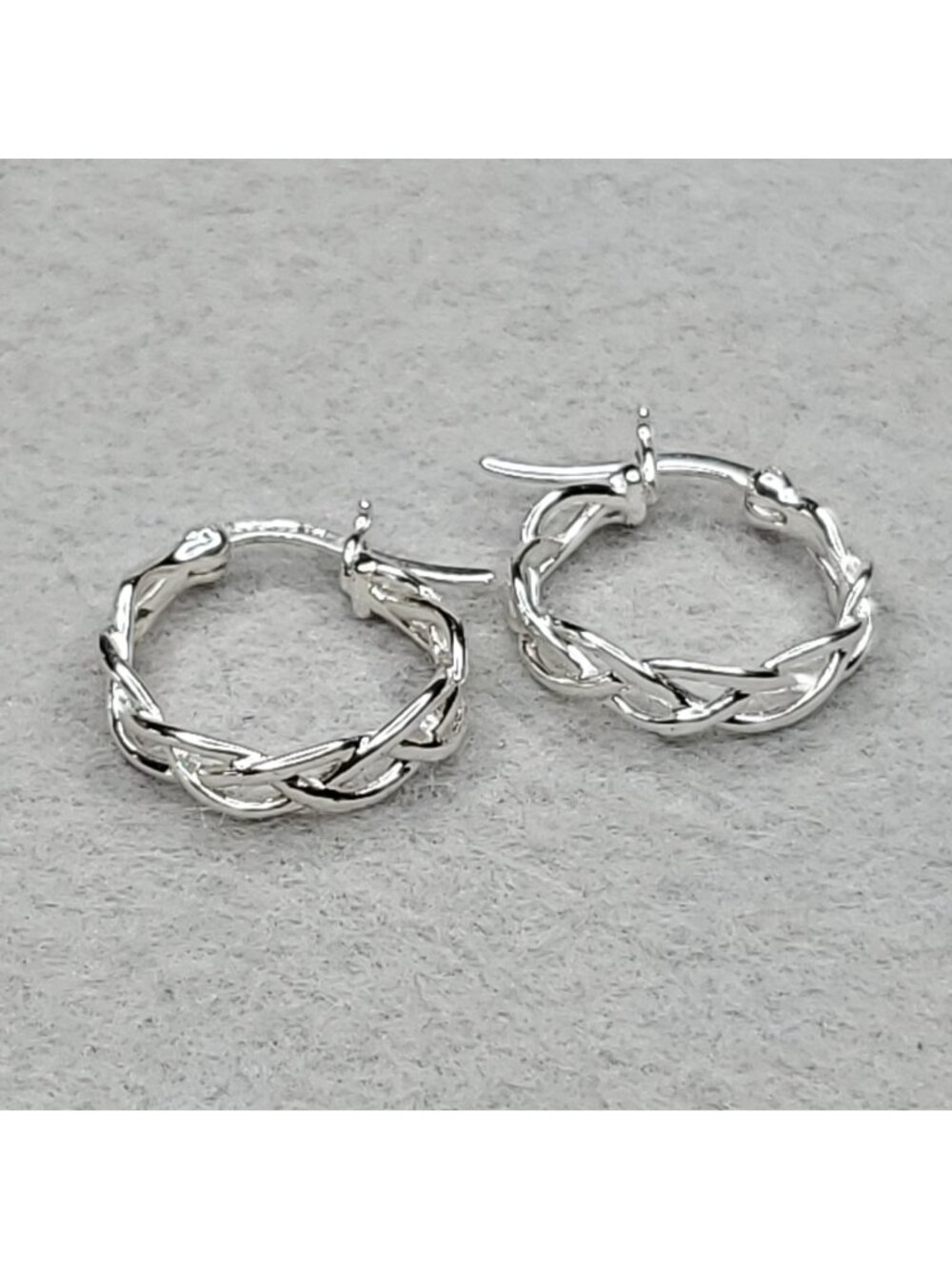 Sterling Silver Hoop Earrings Open Braid 5/8"